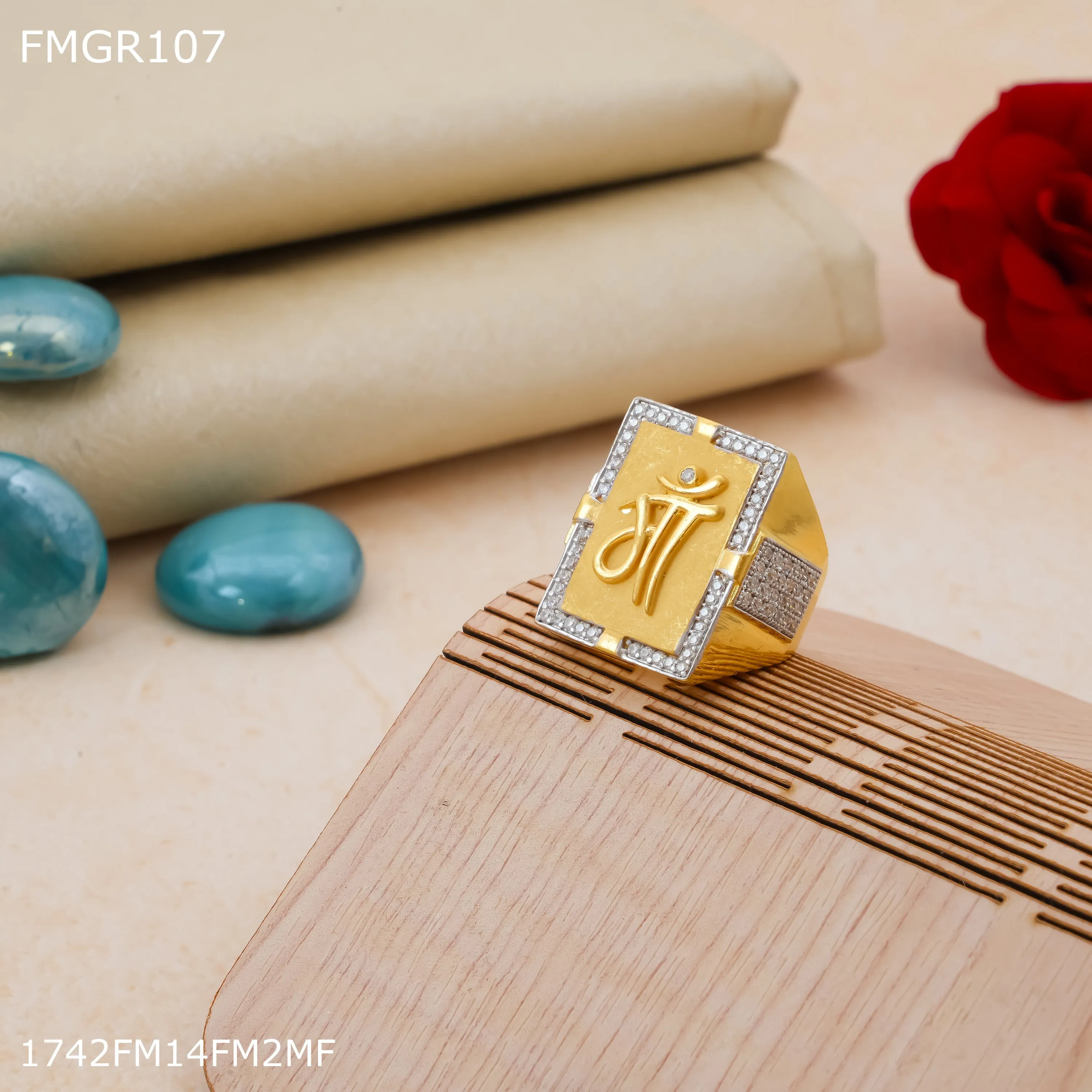 Chic Product Brick and mortar Freeme Maa ad Gold ring design for men - FMRI107