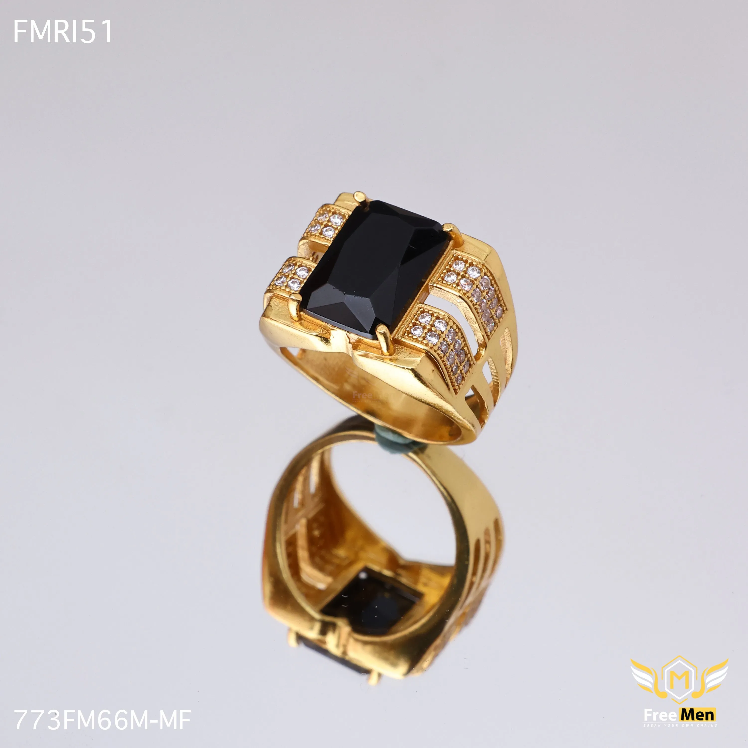 Freemen Beautiful blacken AD blazing Golden Ring - FMRI51 Natural Fit