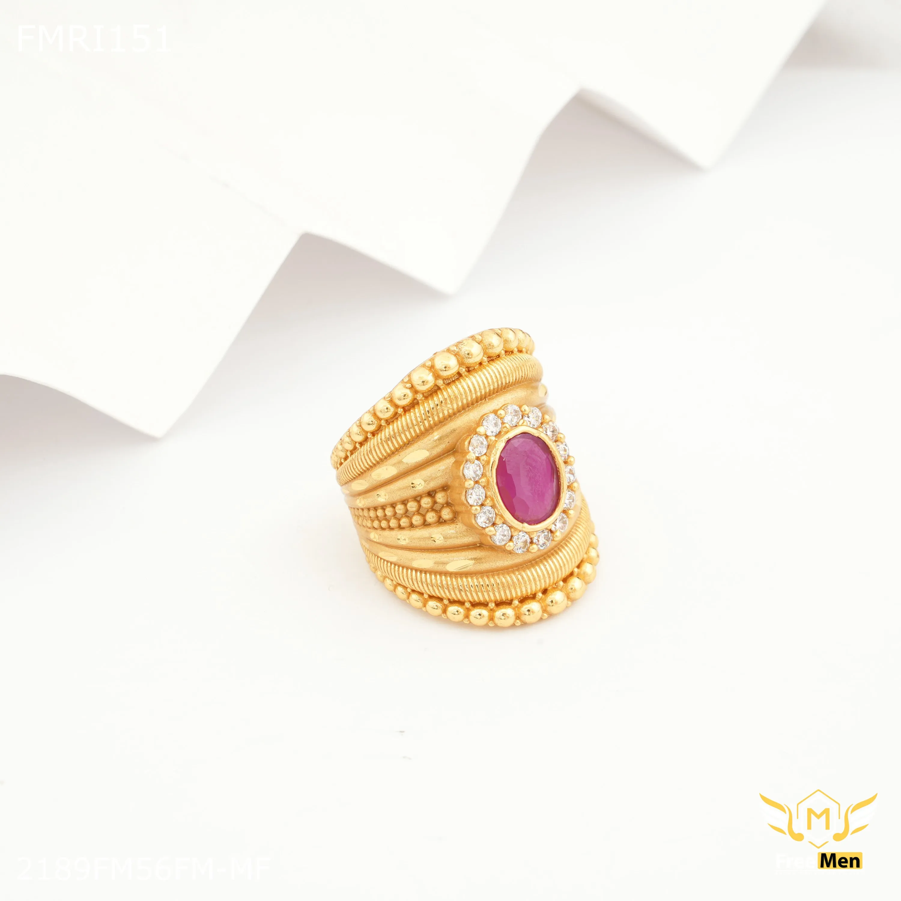 Strong Craft Freemen Long with Pink Stone AD design ring for men - FMRI151
