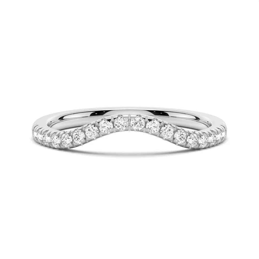 Sparkling Product French Pave Petite Moissanite Wedding Band