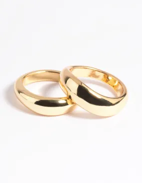 Perfect Fit Timeless Detail Gold Plated Ring Set