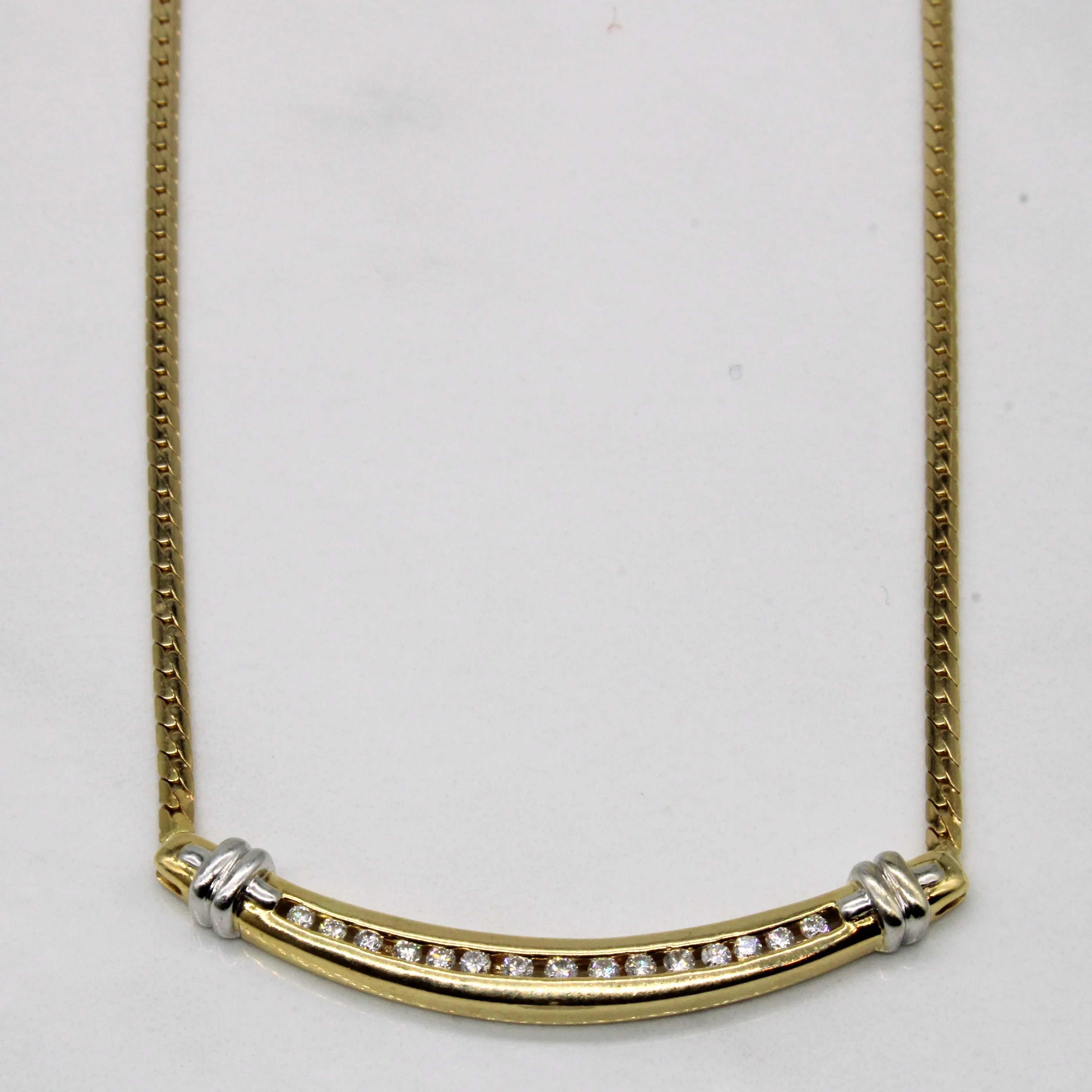 Spring Mood Channel Set Diamond Scoop Necklace | 0.26ctw | 17" |