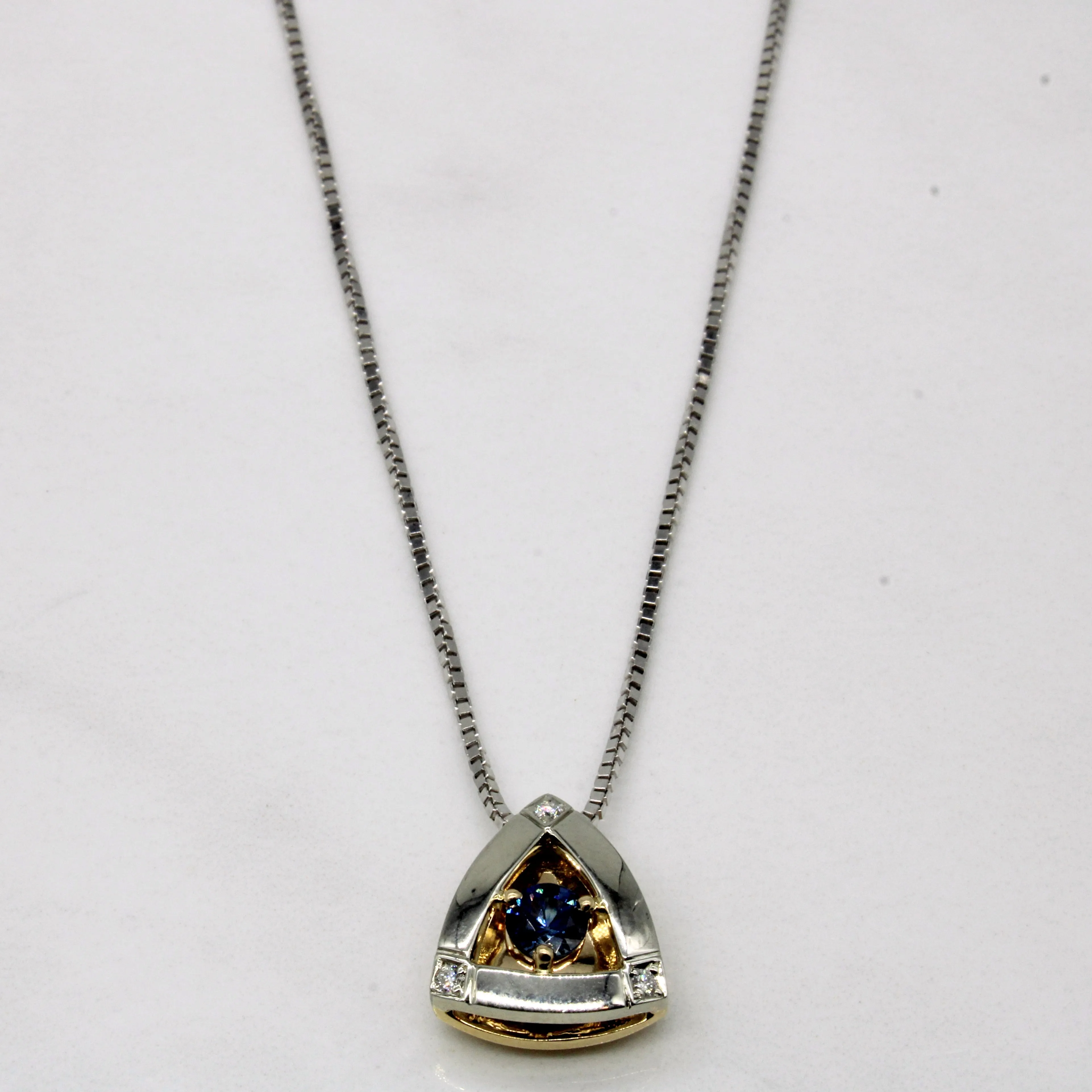 City Style Sapphire & Diamond Triangular Necklace | 0.40ct, 0.03ctw | 16" |