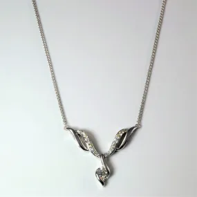 Subdued Sparkle Handcrafted Feel Diamond Twist Drop Plate Necklace | 0.46ctw | 17" |