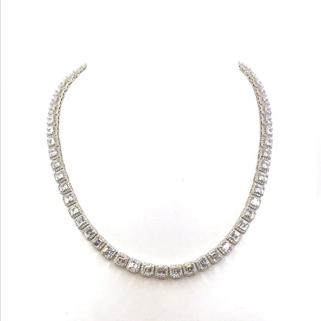 Birthday Pick Sterling Silver Square CZ Necklace