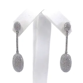 Sterling Silver Oval Micropave CZ Earrings Simple Accent Simple Product