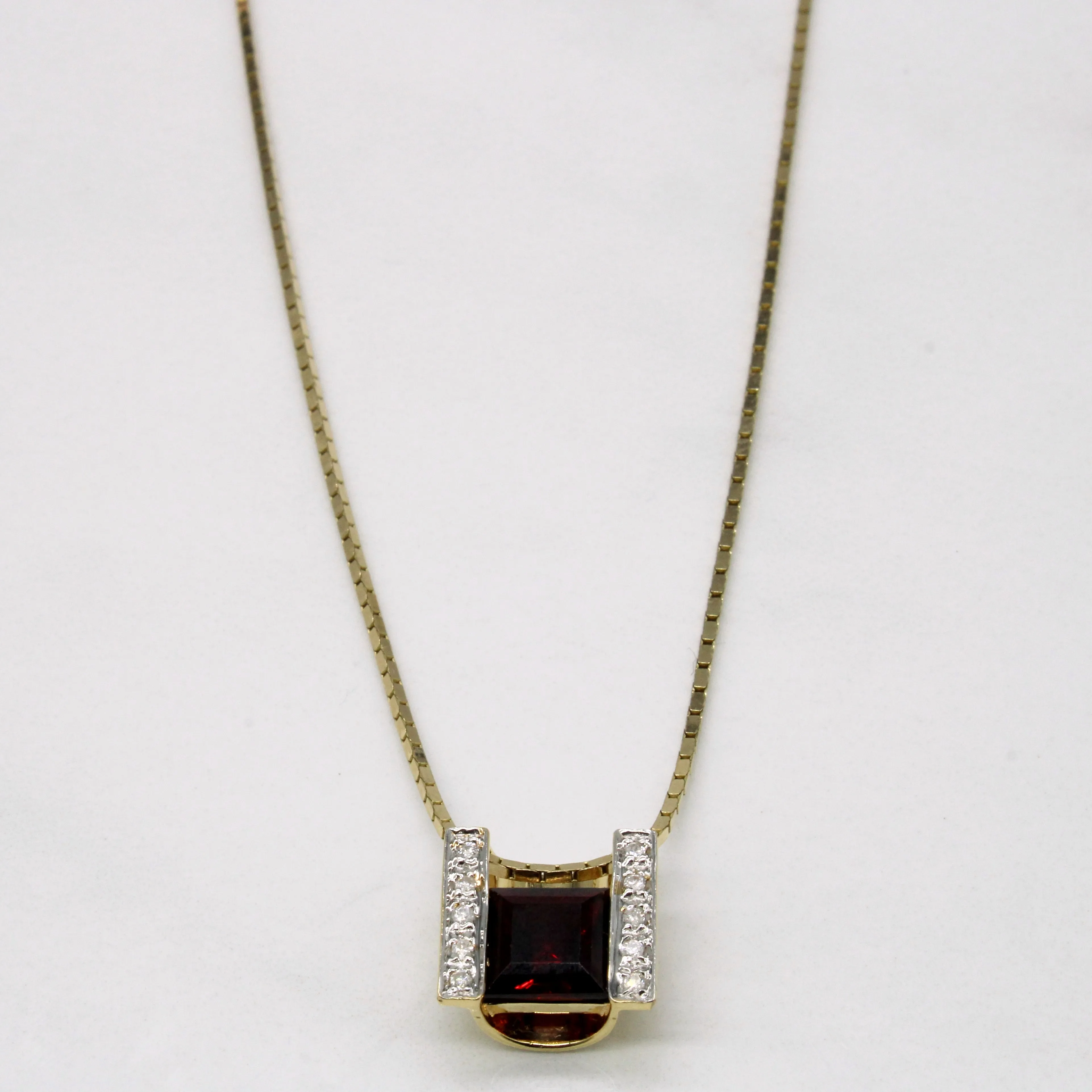 Garnet & Diamond Pendant Necklace | 1.65ct, 0.05ctw | 20" | Understated Shine elegant design