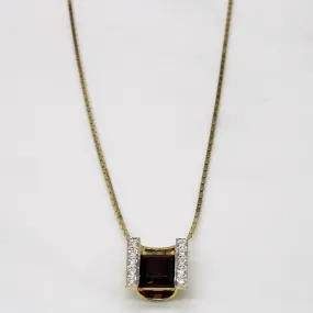 Garnet & Diamond Pendant Necklace | 1.65ct, 0.05ctw | 20" | Understated Shine elegant design