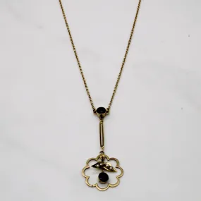 Vogue Feature Casual Fit Garnet & Pearl Dop Pendant Necklace | 1.00ctw | 17" |