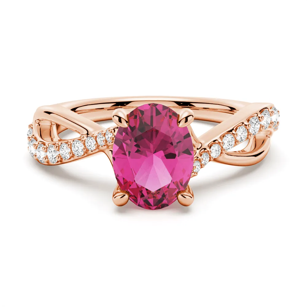 Bold Radiance Starry Night "You Are Stronger Than You Think" Oval Pink Sapphire Ring With Infinite Band