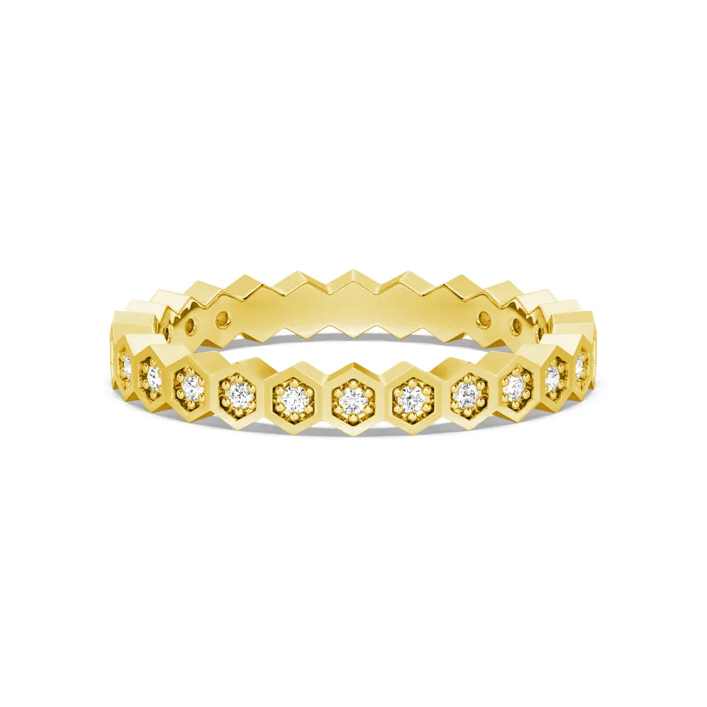 Geometric Lab Grown Diamond Half Eternity Ring Hexagonal Style