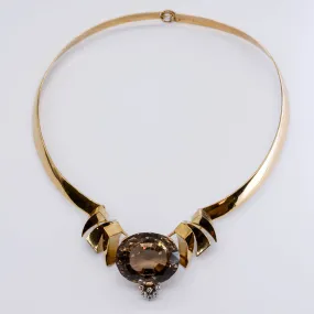 Trendy Sparkle Accent Detail Cavelti' Smokey Quartz and Diamond Cocktail Necklace | 60.0ctw, 0.25ctw |