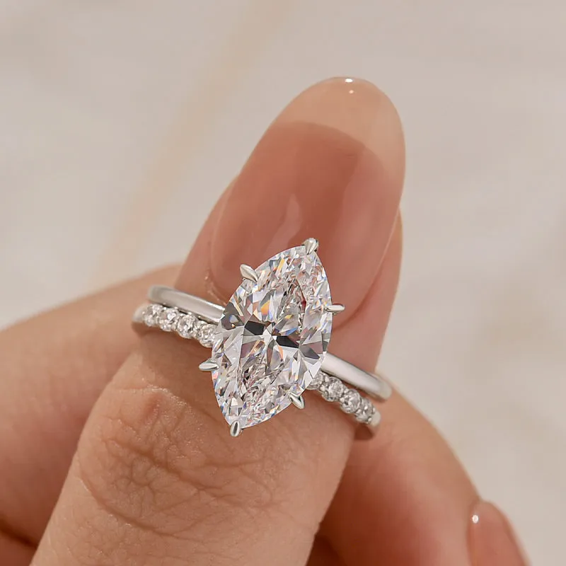 Vibrant Glow Louily Special Marquise Cut Open Wedding Ring Set