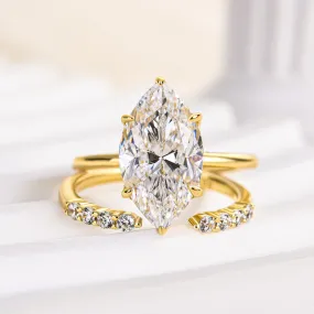 Louily Special Marquise Cut Open Wedding Ring Set Casual Shine Soft Form