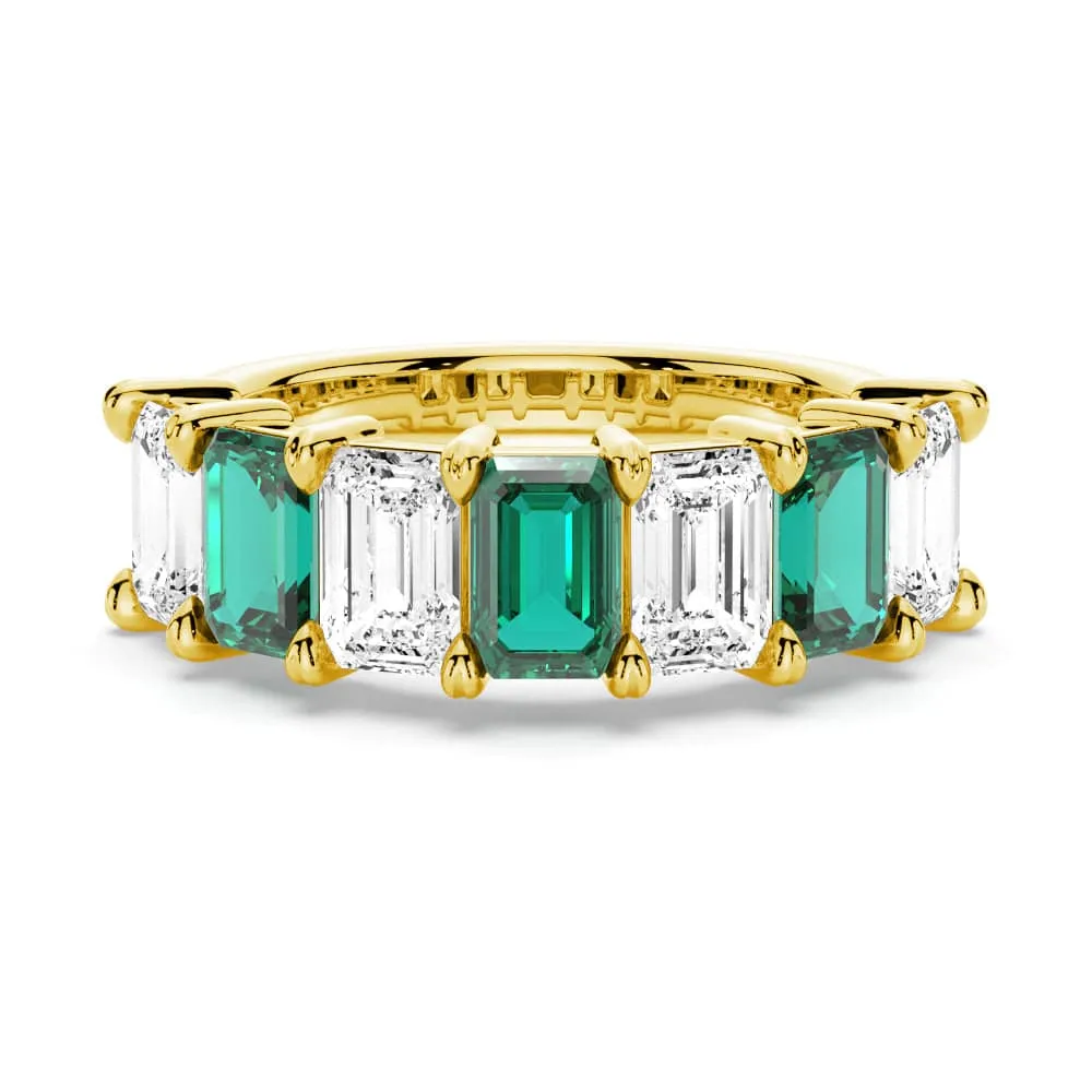 Opulent Gem Party Favorite 2.88ctw. Classic Lab Grown Emerald Moissanite Anniversary Band