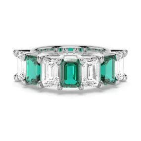 2.88ctw. Classic Lab Grown Emerald Moissanite Anniversary Band Exclusive Adornment