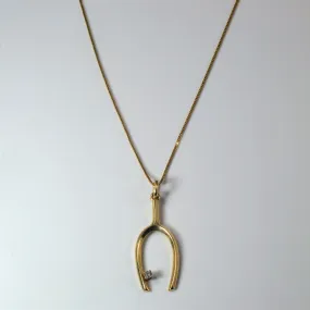 Diamond Wishbone Necklace | 0.05ct | 24" | Graceful Line Sleek Radiance
