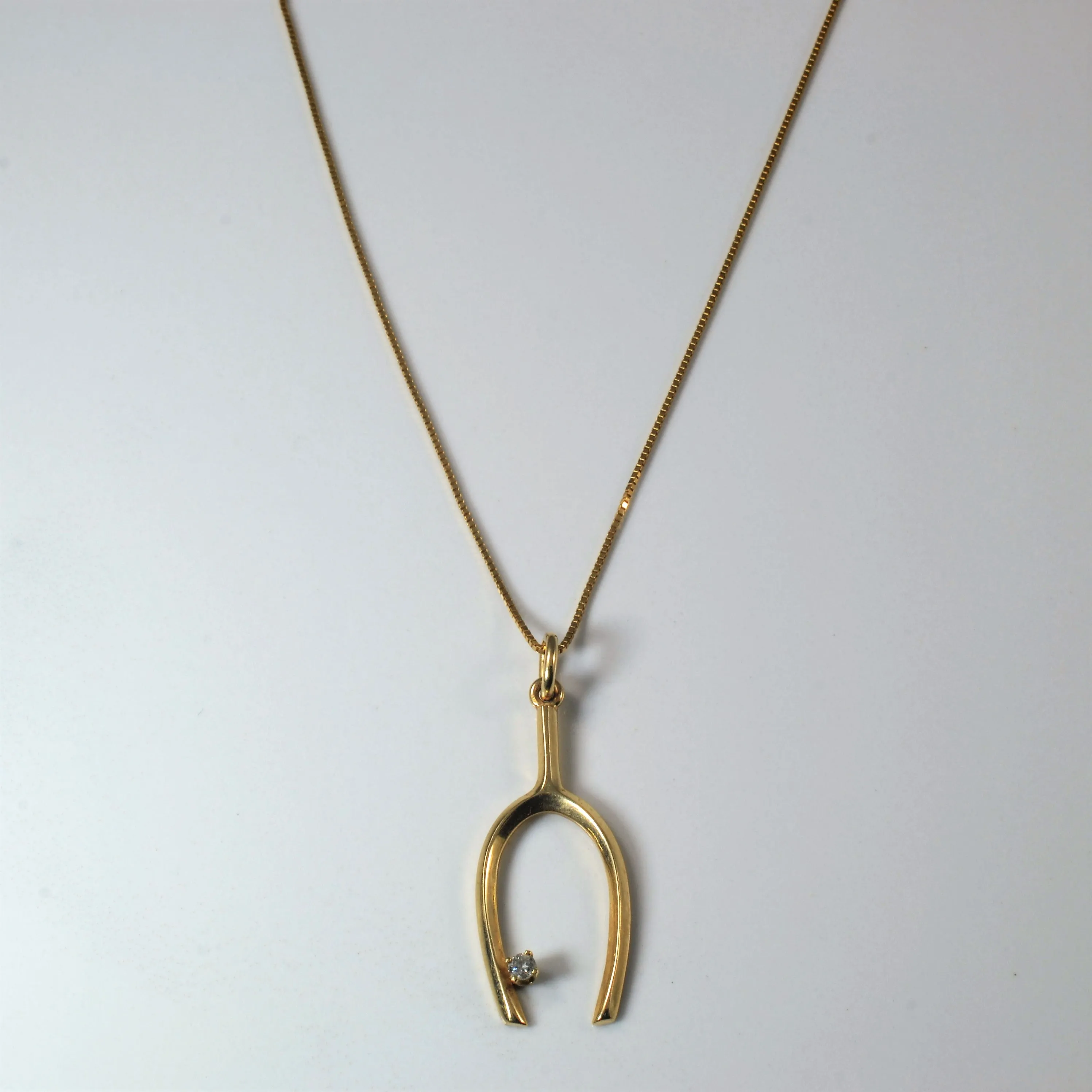 Diamond Wishbone Necklace | 0.05ct | 24" | Graceful Line Sleek Radiance
