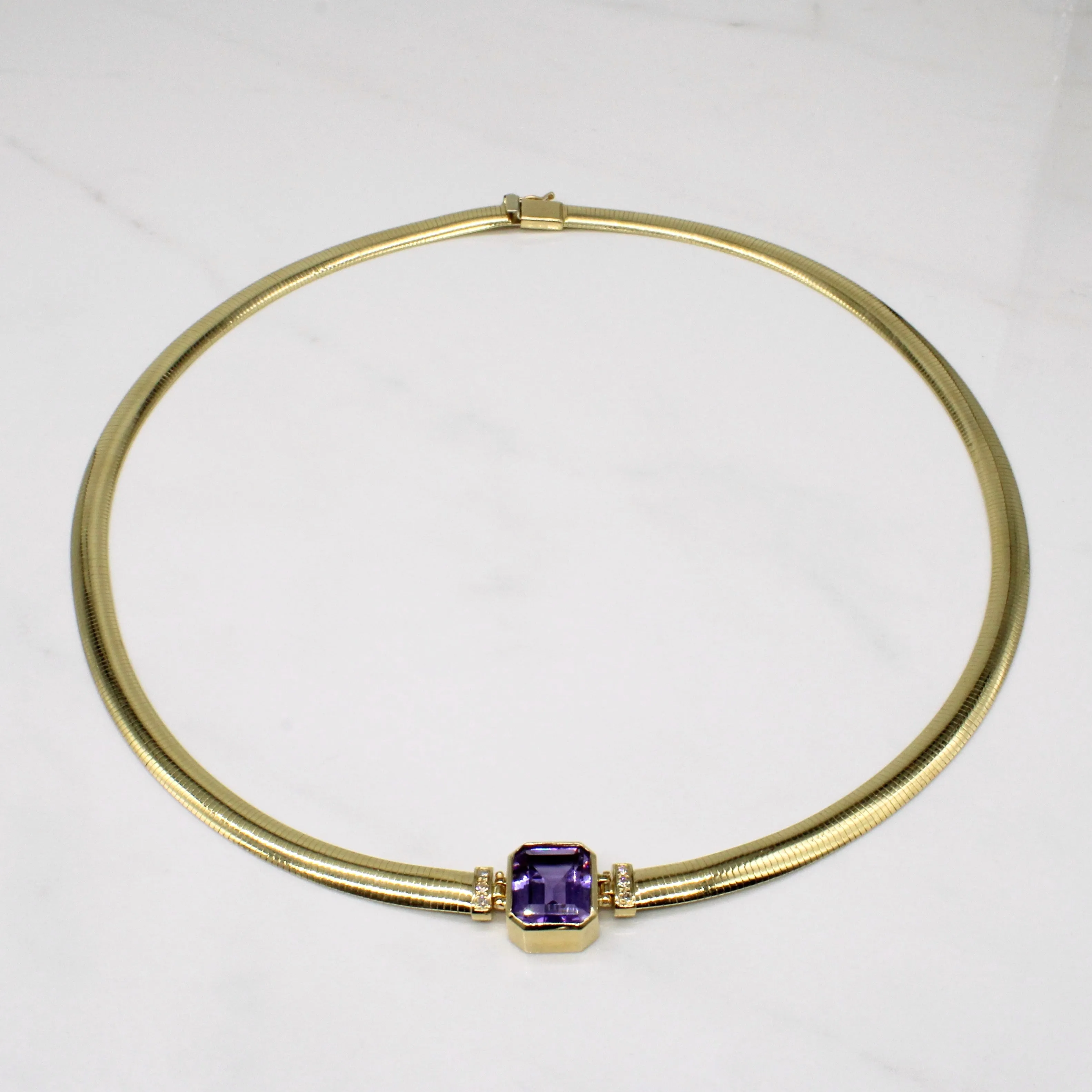 Luxe Mood Polished Shape Amethyst & Diamond Necklace | 4.70ct, 0.06ctw | 18" |