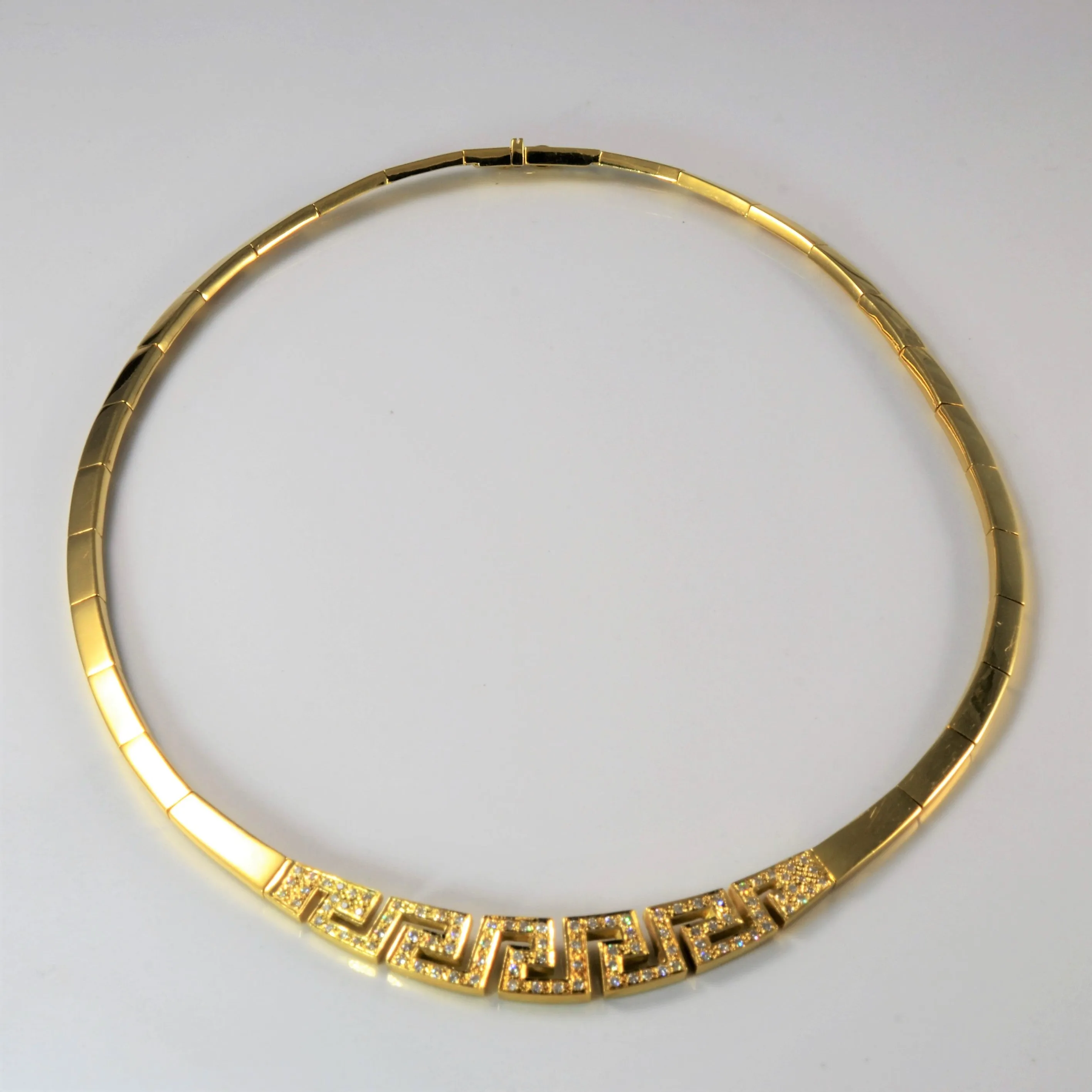 Geometric Diamond Collar 18k Gold Necklace | 0.95ctw | 17" | Daywear Fit Handcrafted Beauty