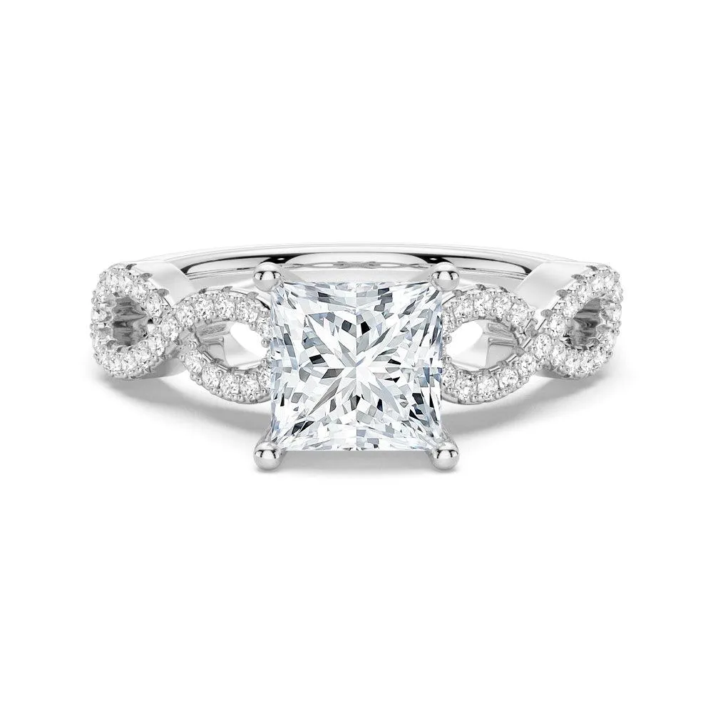 Brilliant Touch 1.5 CT. Twisted Band Princess Cut Moissanite Engagement Ring