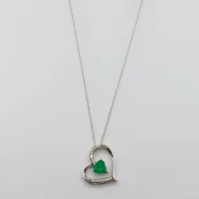 Graceful Design Refined Glow 14k Emerald and Diamond Heart Necklace | 0.69 ct | 18"