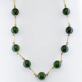 Timeless Shape Nephrite Jade Gold Chain | 180ctw | 25"|