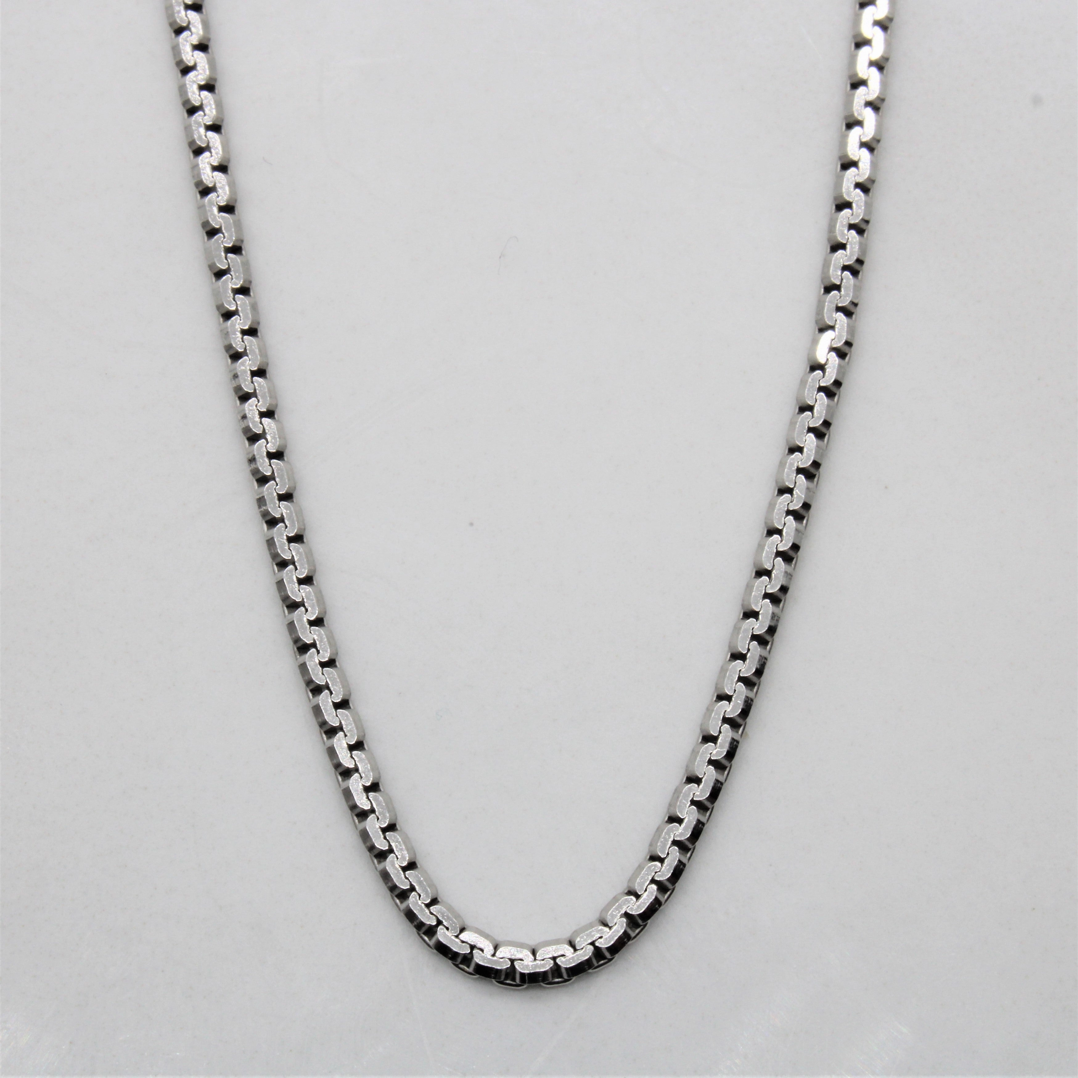 14k White Gold Vintage Italian Serpentine Chain | 26" | Simple Layer