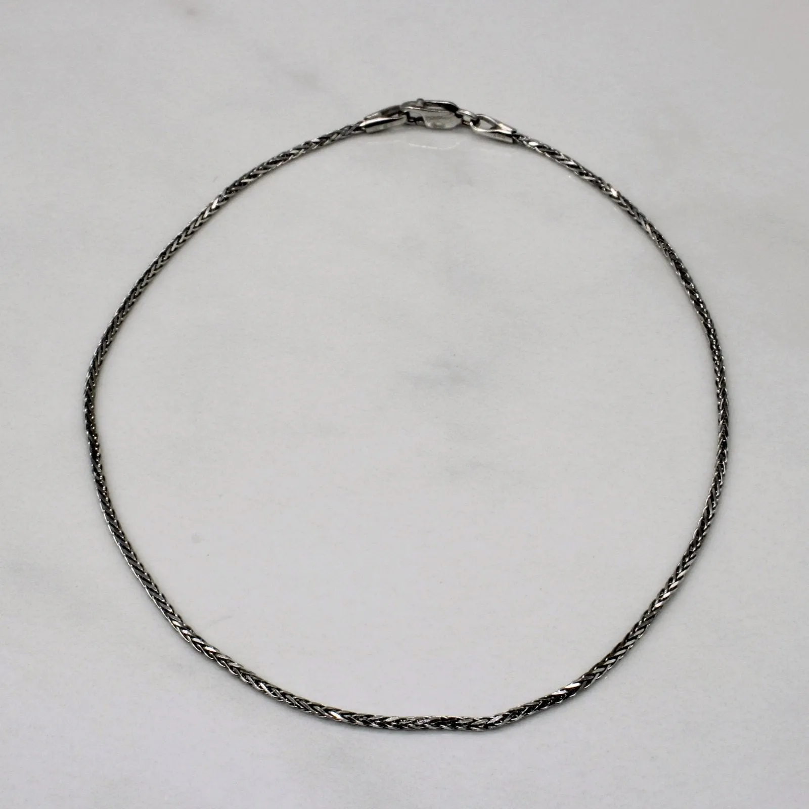 Retro Mood Artisan Jewelry 10k White Gold Wheat Chain Bracelet | 9" |
