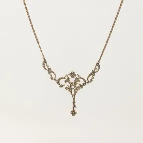 Antique Pearl Ornate Pendant Necklace | 18" | Casual Pair