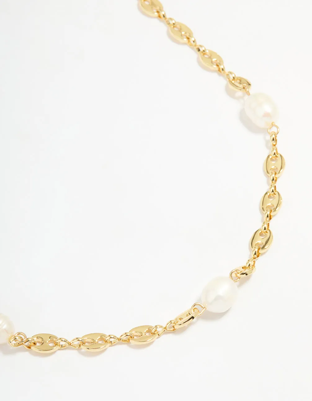 night look Gold Plated Freshwater Pearl Mariner Necklace