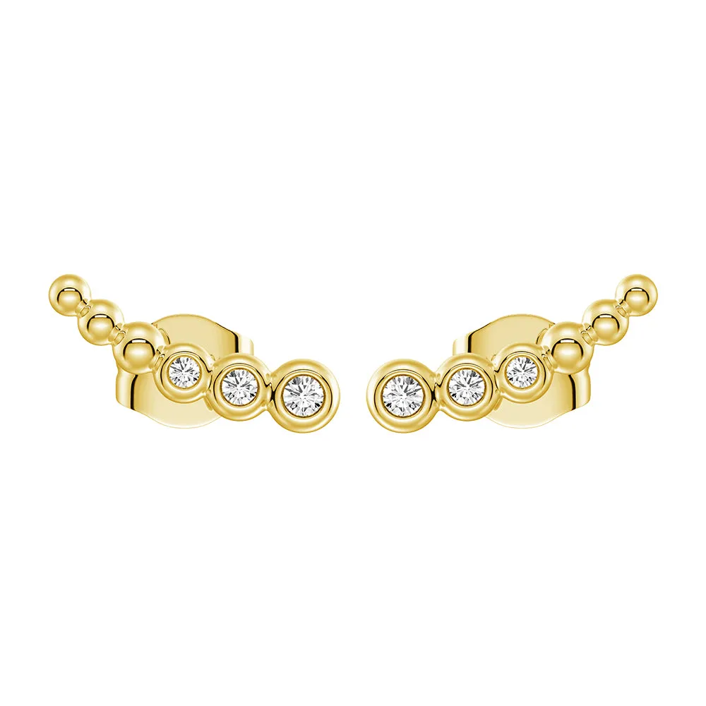 Moonlit Embrace Curved Bead Stud Earrings with Lab?Grown Diamonds Iconic Feel Polished Edge