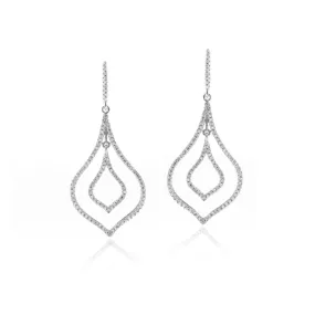 Iridescent Decoration Rhodium Plated Sterling Silver MicroPave Marquis Earrings