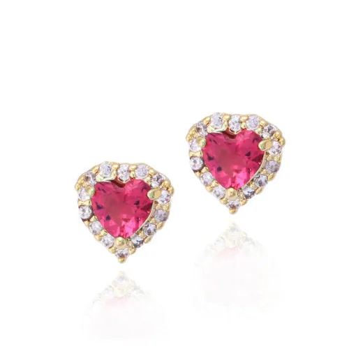 Surgical Steel Tiny CZ Heart Stud Earrings Luxurious Feature