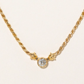 Bezel Set Diamond Pendant Necklace | 0.30ct | 15" | Effortless Glow Statement Touch