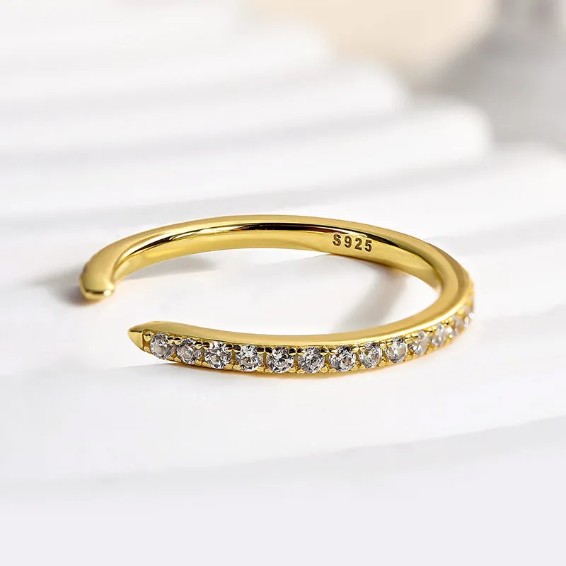 Louily Unique Yellow Gold Open Wedding Band In Sterling Silver Flawless Look