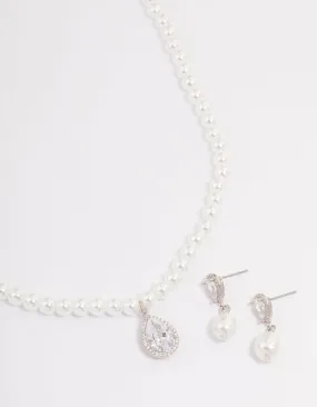 Daily Essentials Vibrant Form Silver Multi Cubic Zirconia Jewellery Set