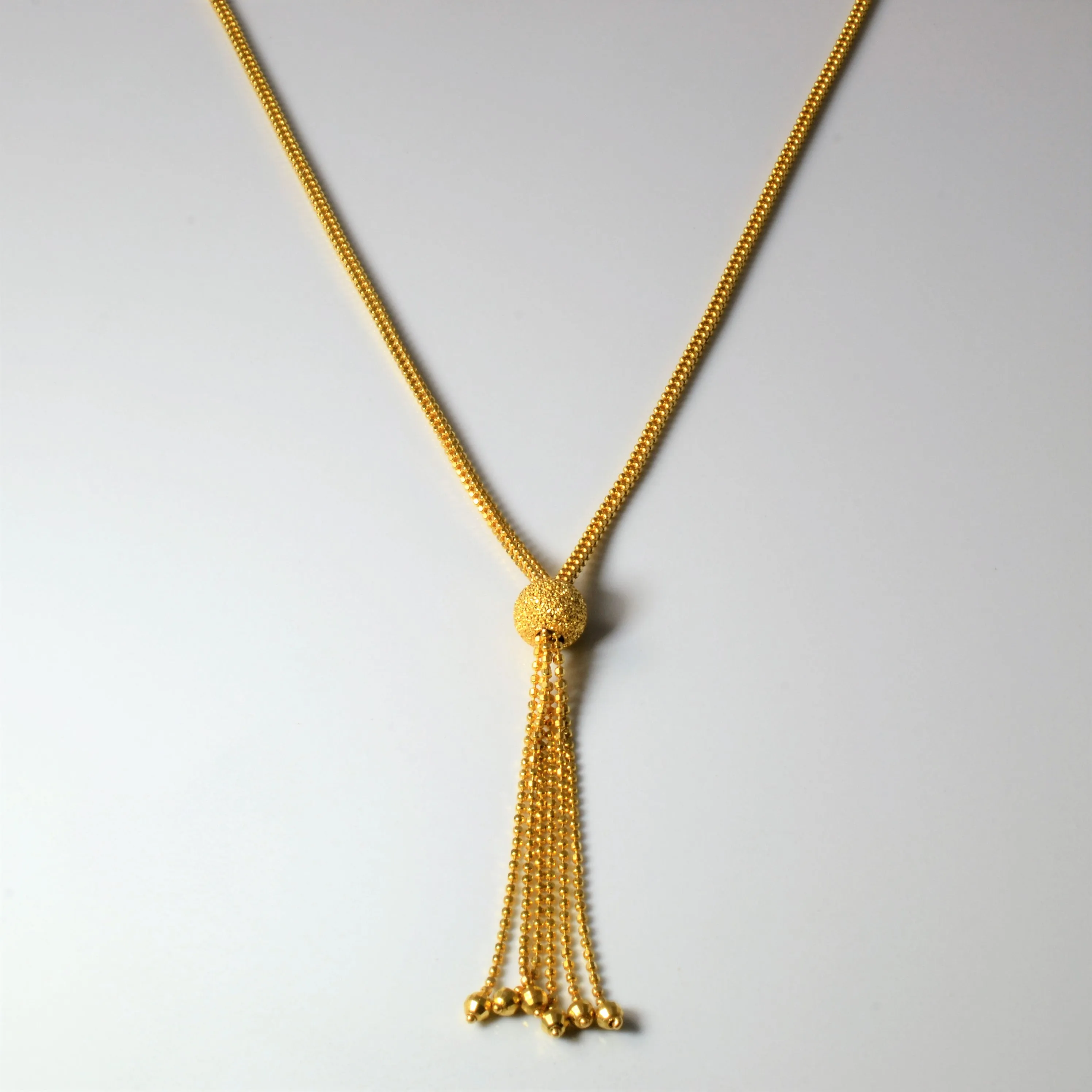 Minimal Design 22k Yellow Gold Tassel Necklace | 16" |