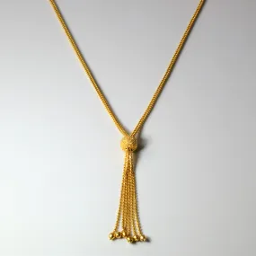 Minimal Design 22k Yellow Gold Tassel Necklace | 16" |