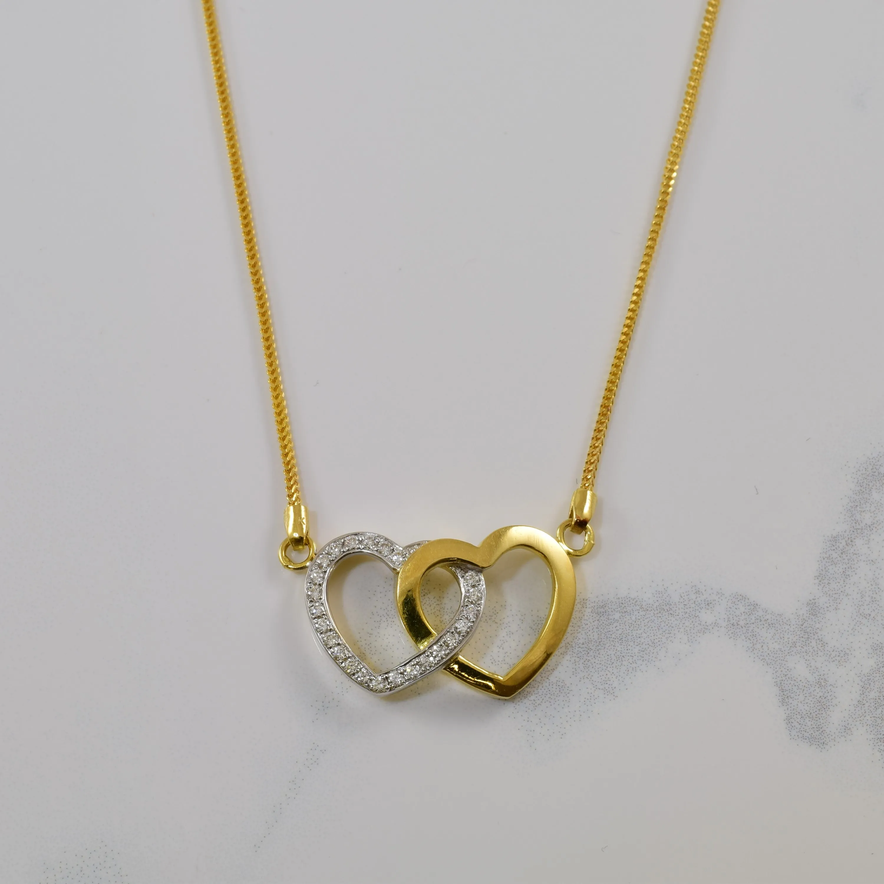 Diamond Double Heart Necklace | 0.24ctw | 17" | Soft Glimmer Effortless Shine