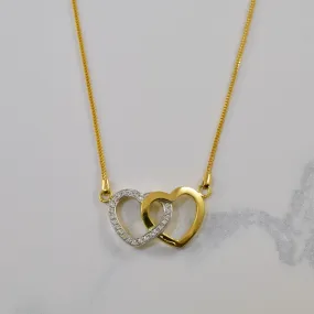 Diamond Double Heart Necklace | 0.24ctw | 17" | Soft Glimmer Effortless Shine