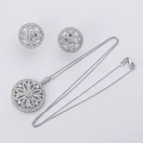 Wedding Ensemble 14k White Gold Diamond Necklace and Earring Set | 1.61ctw | 17"