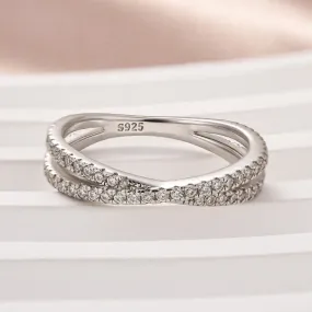 Louily Moissanite 2.0 Ct X Criss Cross Wedding Band Timeless Piece