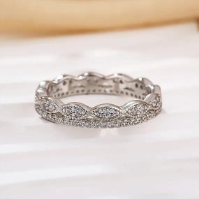 0.5Ct Simulated Diamond Eternity Wedding Band Travel Ring In Sterling Silver Lightweight Fit