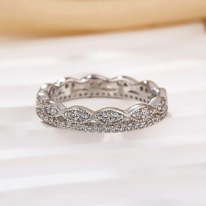 0.5Ct Simulated Diamond Eternity Wedding Band Travel Ring In Sterling Silver Soft Spark