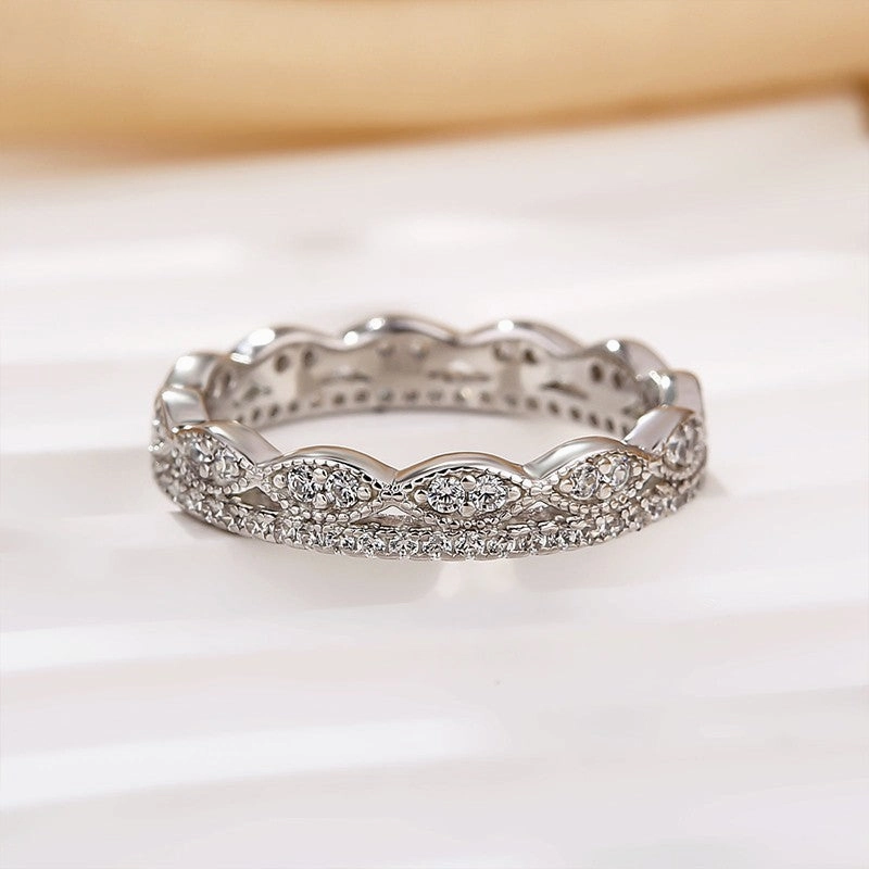 All Day Style 0.5Ct Simulated Diamond Eternity Wedding Band Travel Ring In Sterling Silver