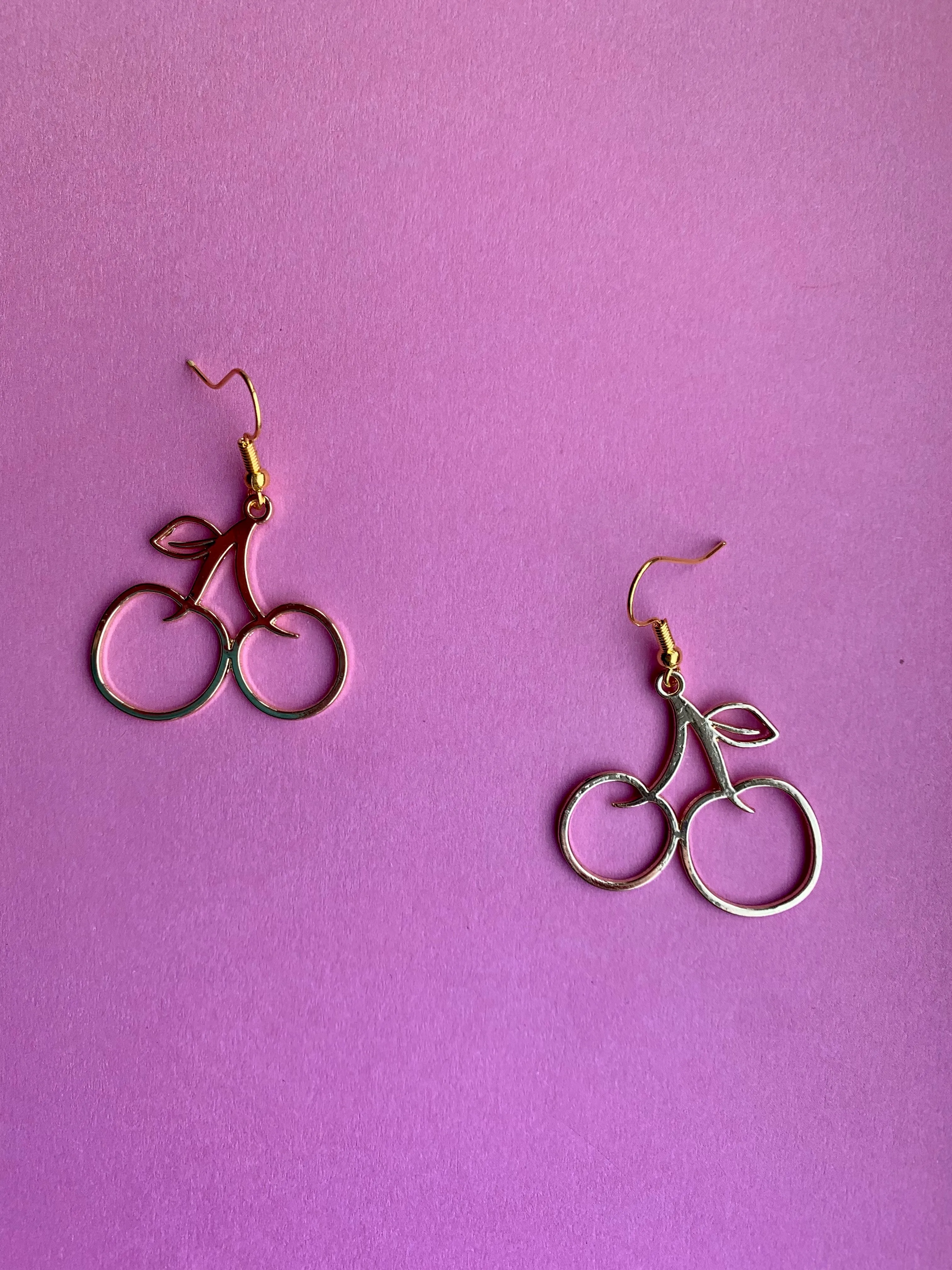 Evening Decoration Gold Cherry Outline Earrings