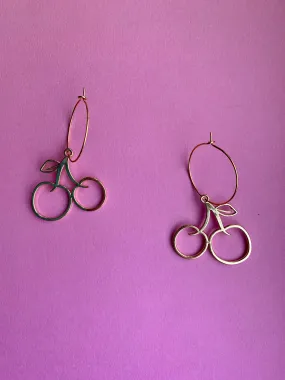 Gold Cherry Outline Earrings Minimalist Vibe