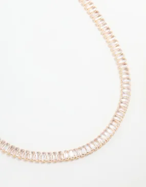 Gold Cubic Zirconia Baguette Short Necklace Soft Appeal