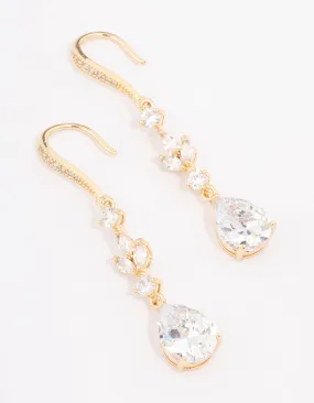 Gold French Pear Drop Earrings Luxury Outfit